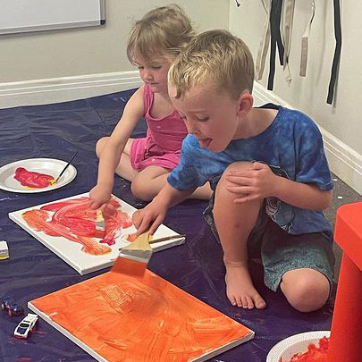 Kids painting class at Branches & Brushes, Medfield