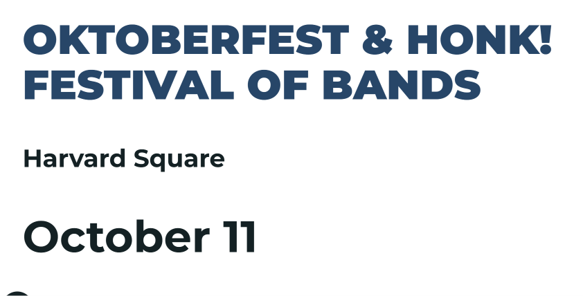 Oktoberfest & HONK! Festival of Bands — Harvard Square, October 11