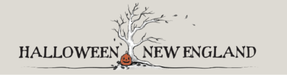 Halloween New England logo with a bare tree and a jack-o-lantern, the site that lists the Portsmouth NH Halloween Parade